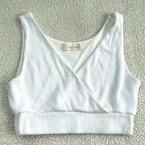 Ocean Drive Ribbed Tank Cropped Top, Size small